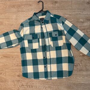 H&M Men's Green and Cream Checkered Shirt